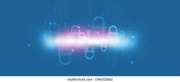 concepto de tecnología de seguridad digital de sistemas de Internet para los antecedentes empresariales. Bloquear proteger sus datos