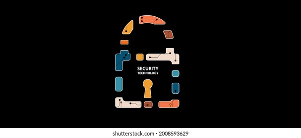 internet digital syber security technology concept for business background. Lock on circuit board