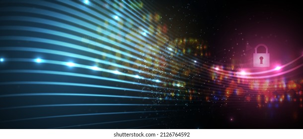 internet digital syber security technology concept for business background. Lock on circuit board