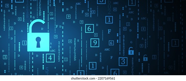 internet digital syber security technology concept for business background. Lock on circuit board