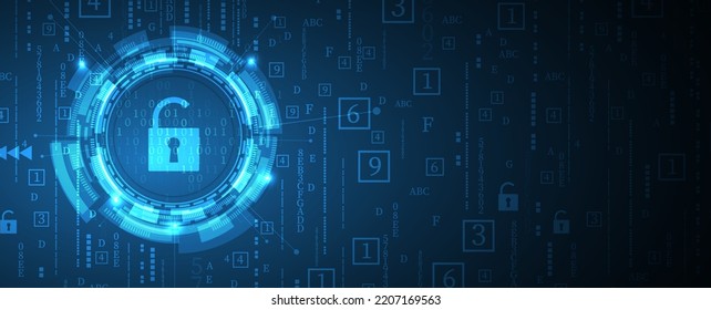 concepto de tecnología de seguridad digital de sistemas de Internet para los antecedentes empresariales. Bloquear la tarjeta de circuitos