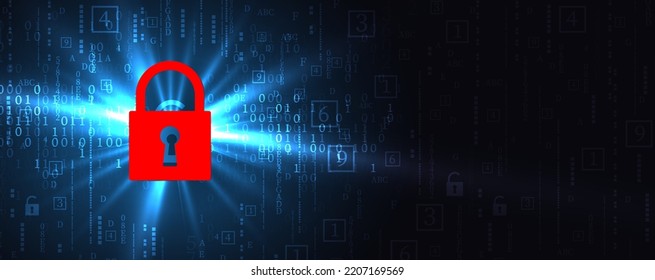 concepto de tecnología de seguridad digital de sistemas de Internet para los antecedentes empresariales. Bloquear la tarjeta de circuitos
