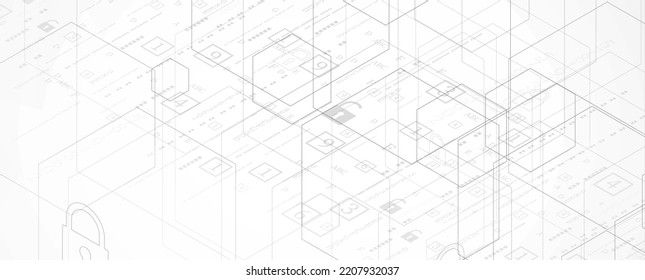 internet digital syber security technology concept for business background. Lock on circuit board