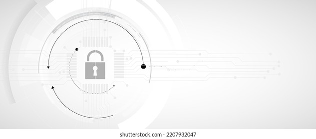 internet digital syber security technology concept for business background. Lock on circuit board