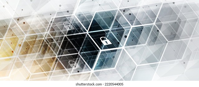 concepto de tecnología de seguridad digital de sistemas de Internet para los antecedentes empresariales. Bloquear la tarjeta de circuitos