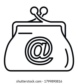 Icono de cartera digital de Internet. Esquema de icono de vector de cartera digital de internet para diseño web aislado en fondo blanco