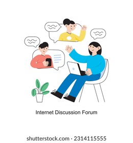 Ilustración del vector de diseño de estilo plano del foro de discusión de Internet. Ilustración de acciones