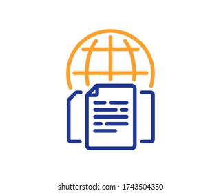Symbol für die Zeile "Internetdokumente". Dokumentdateiseitenzeichen. Symbol für Büronotiz. Farbenvolles Konzept der dünnen Linie. Symbol für Internetdokumente im linearen Stil. Bearbeitbarer Strich. Vector