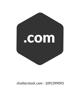 Internet domain .com on hexagonal shape