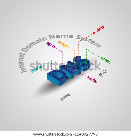 internet domain name system isometric in 3d style, vector illustration