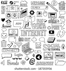 Internet Doodle Mega Set. Vector Illustration.