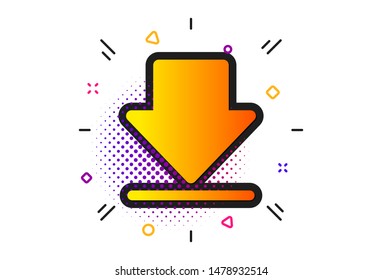 Internet Downloading sign. Halftone circles pattern. Download icon. Load file symbol. Classic flat downloading icon. Vector