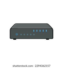 internet dsl modem cartoon. wifi hub, lan antenna internet dsl modem sign. isolated symbol vector illustration