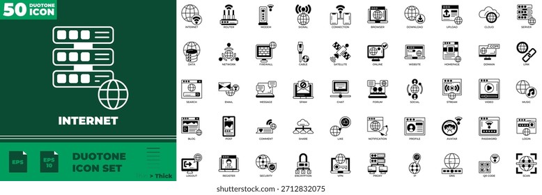 Conjunto de iconos editables de duotono de Internet