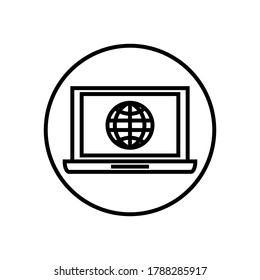 Internet earth globe icon outline style for your design