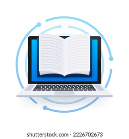 Internet education. Book icon. E-learning resources. Vector stock illustration.