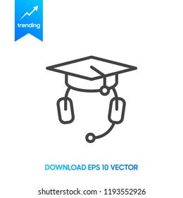 Internet education concept, e-learning resources, distant online courses, vector line icon