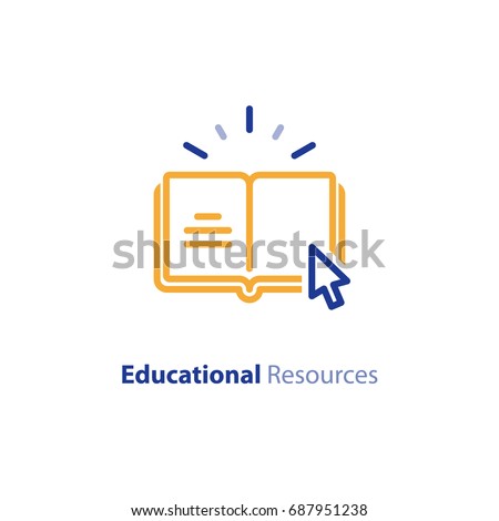 Internet education concept, e-learning resources, distant online courses, vector line icon