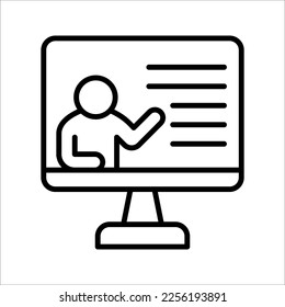 icono del concepto de educación en Internet, cursos en línea distantes, ilustración vectorial sobre fondo blanco