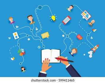 Internet And Education Design Concept With Icons. Vector illustration.