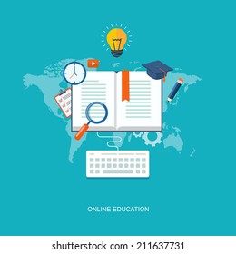 Internet education flat illustration. Eps10
