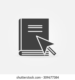 Internet education icon - vector book and mouse pointer logo or symbol