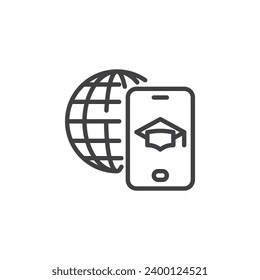 Icono de línea Educación de Internet. signo de estilo lineal para concepto móvil y diseño web. E-learning, símbolo de vector de esquema de educación en línea. Símbolo, ilustración del logotipo. Gráficos vectoriales