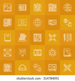 Internet education line icons - vector set of online learning thin line signs. Distance education logo elements or symbols