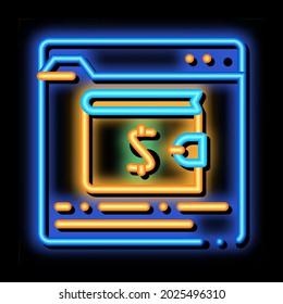 Internet Electronic Wallet neon light sign vector. Glowing bright icon transparent symbol illustration