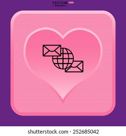 Internet e-mai, envelope lette, Globe,  vector illustration, EPS 10