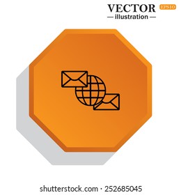 Internet e-mai, envelope lette, Globe,  vector illustration, EPS 10