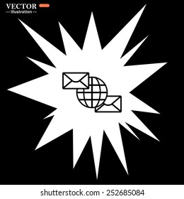 Internet e-mai, envelope lette, Globe,  vector illustration, EPS 10