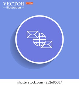 Internet e-mai, envelope lette, Globe,  vector illustration, EPS 10