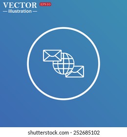Internet e-mai, envelope lette, Globe,  vector illustration, EPS 10