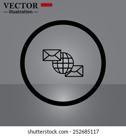 Internet e-mai, envelope lette, Globe,  vector illustration, EPS 10