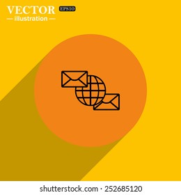 Internet e-mai, envelope lette, Globe,  vector illustration, EPS 10