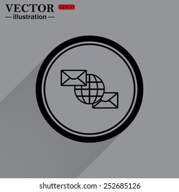 Internet e-mai, envelope lette, Globe,  vector illustration, EPS 10