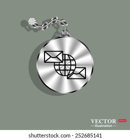 Internet e-mai, envelope lette, Globe,  vector illustration, EPS 10