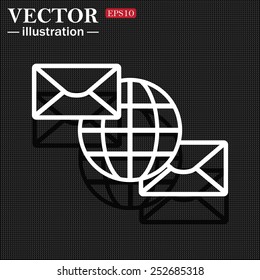 Internet e-mai, envelope lette, Globe,  vector illustration, EPS 10