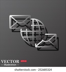 Internet e-mai, envelope lette, Globe,  vector illustration, EPS 10