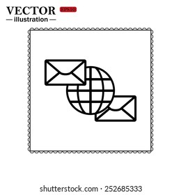 Internet e-mai, envelope lette, Globe,  vector illustration, EPS 10