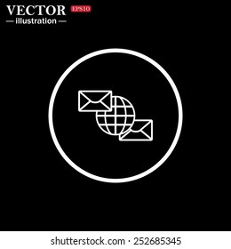 Internet e-mai, envelope lette, Globe,  vector illustration, EPS 10