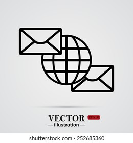 Internet e-mai, envelope lette, Globe,  vector illustration, EPS 10
