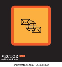 Internet e-mai, envelope lette, Globe,  vector illustration, EPS 10