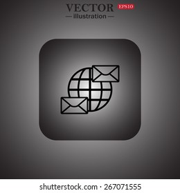 Internet e-mai, envelope lette, Globe, web icon. vector design