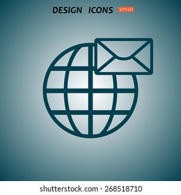 Internet e-mai, envelope lette, Globe. icon. vector design