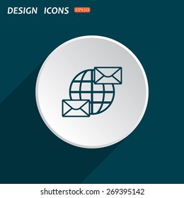 Internet e-mai, envelope lette, Globe. icon. vector design