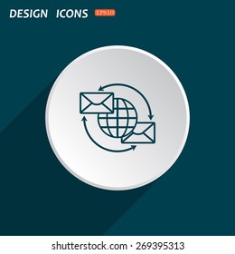 Internet e-mai, envelope lette, Globe. icon. vector design