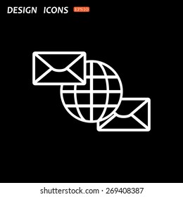 Internet e-mai, envelope lette, Globe. icon. vector design