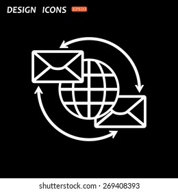 Internet e-mai, envelope lette, Globe. icon. vector design